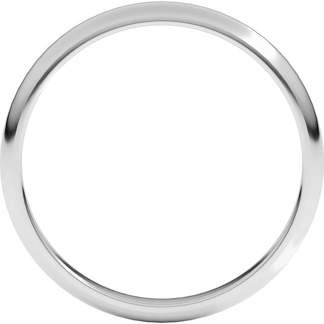 18K White 2.5 mm Half Round Band Size 4.5