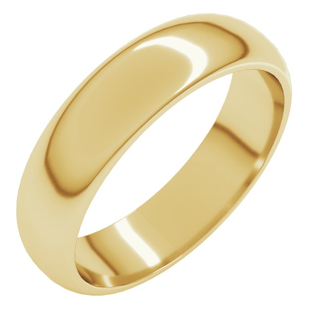 18k Yellow 5 Mm Half Round Band Size 6.5