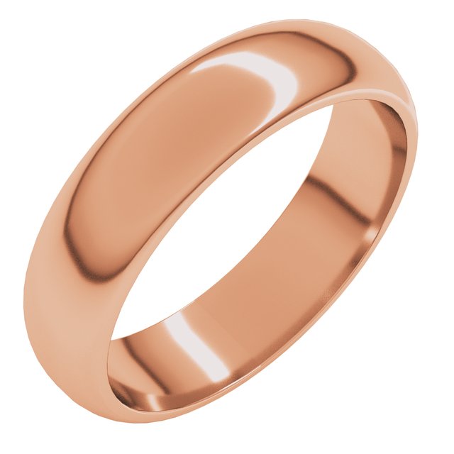14K Rose 5 mm Half Round Band Size 9.5