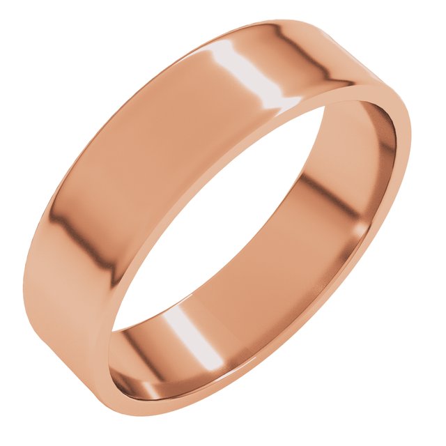 18K Rose 5 mm Flat Ultra Light Band Size 6