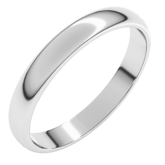 14k White 3 Mm Lightweight Half Round Band Size 7.5