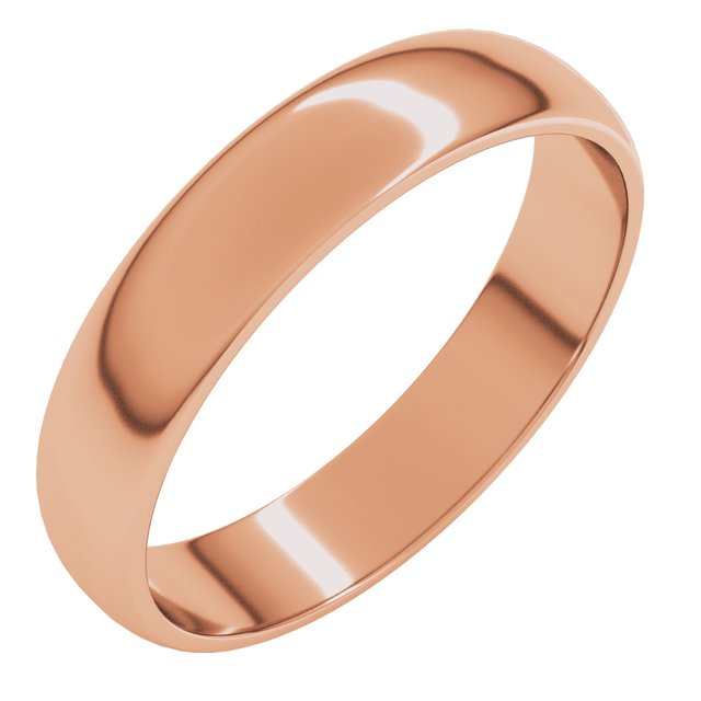 14K Rose 4 mm Half Round Light Band Size 7