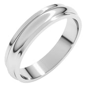 14k White 4 Mm Stepped-edge Half Round Band Size 11