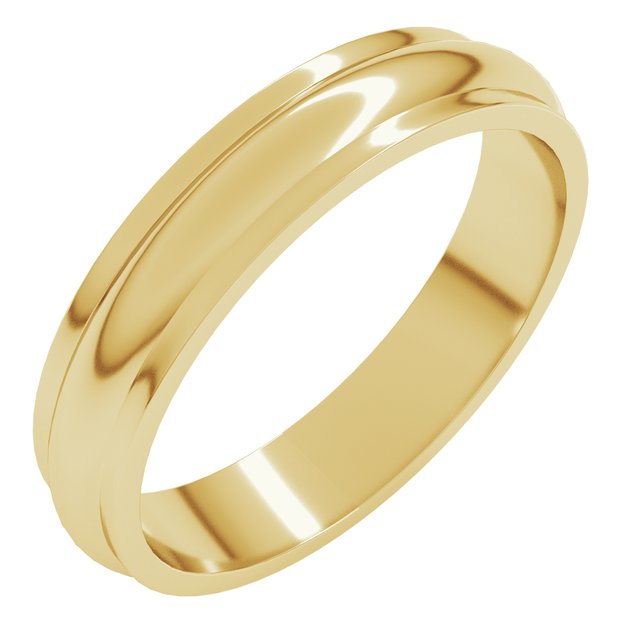 14K Yellow 4 mm Half Round Edge Band Size 12
