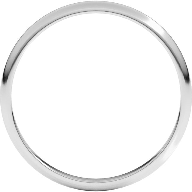 Sterling Silver 2 mm Half Round Light Band Size 9.5