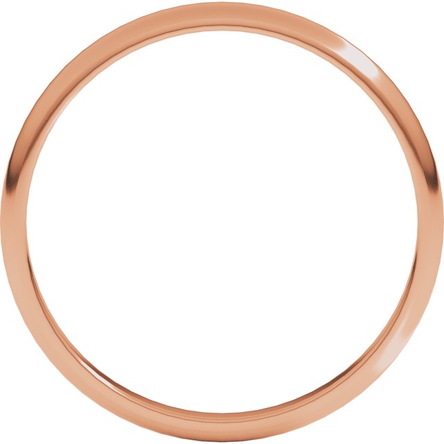 14K Rose 2 mm Half Round Light Band Size 5