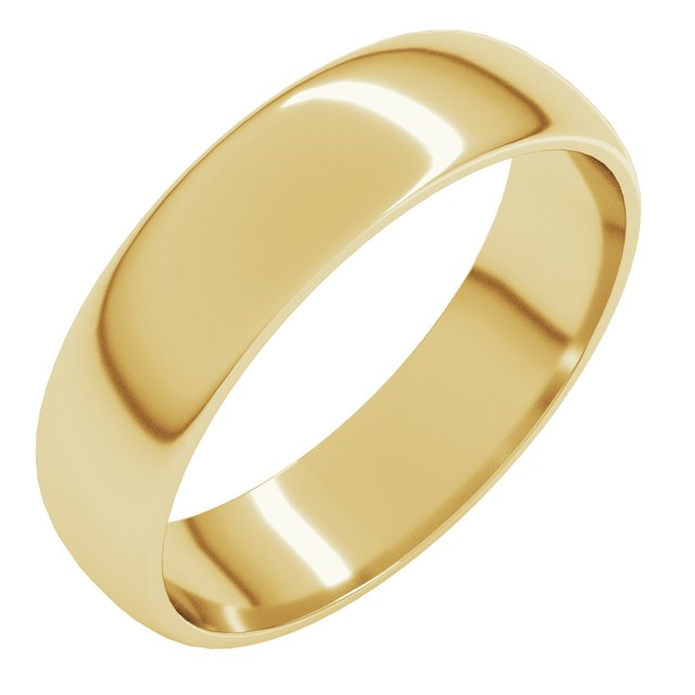 14k Yellow 5 Mm Half Round Light Band Size 8.5