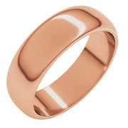 14k Rose 6 Mm Half Round Band Size 9.5