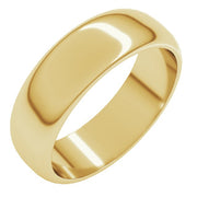 14K Yellow 6 mm Half Round Band Size 10.5