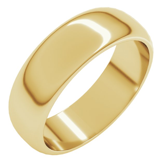 14K Yellow 6 mm Half Round Band Size 10.5