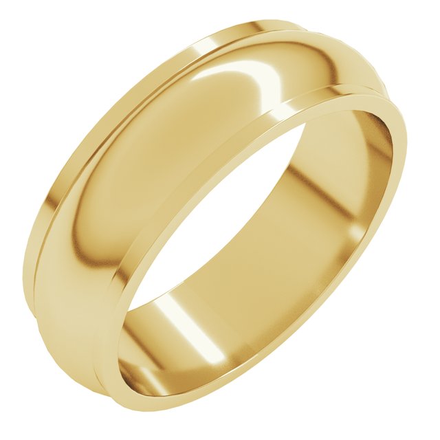 14k Yellow 6 Mm Stepped-edge Half Round Band Size 10