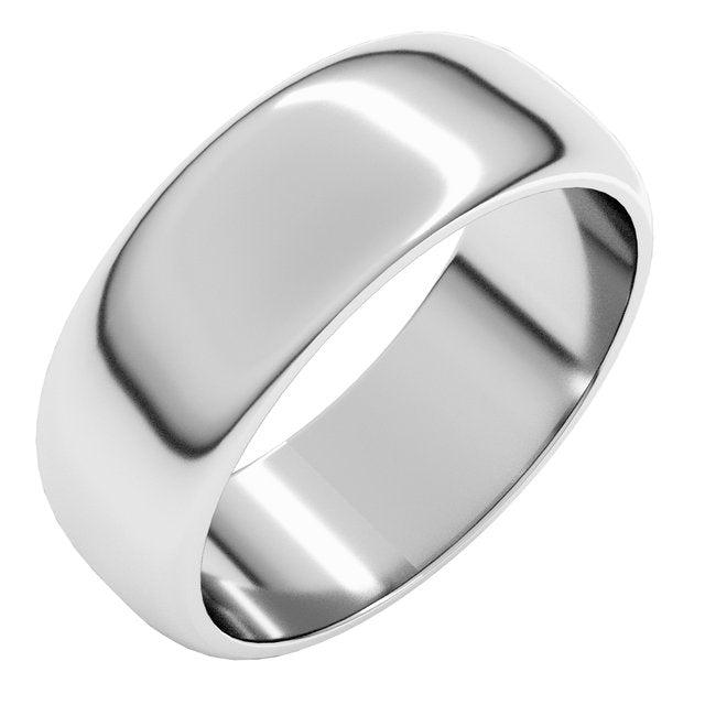 14k White 7 Mm Half Round Band Size 8