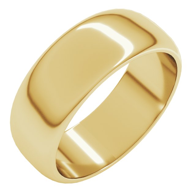 14k Yellow 7 Mm Half Round Band Size 6.5