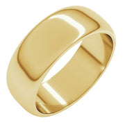 14K Yellow 7 mm Half Round Band Size 10