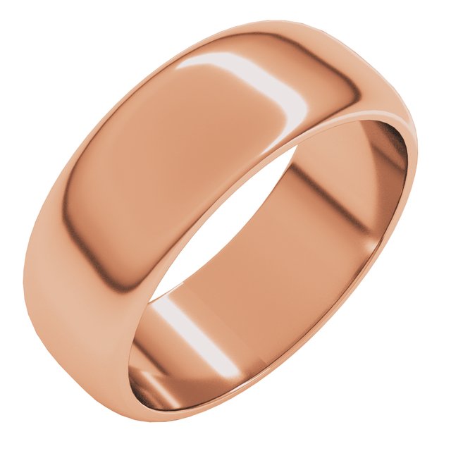14k Rose 7 Mm Half Round Band Size 8.5