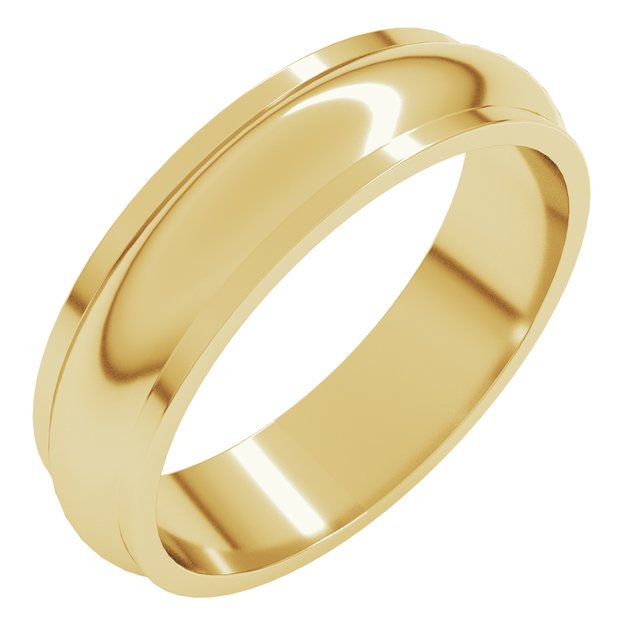 14k Yellow 5 Mm Stepped-edge Half Round Band Size 10.5
