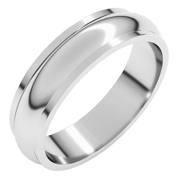 14K White 5 mm Half Round Edge Band Size 8.5