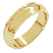 14k Yellow 5 Mm Stepped-edge Half Round Band Size 11