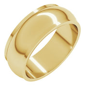 14k Yellow 7 Mm Half Round Edge Band Size 8.5