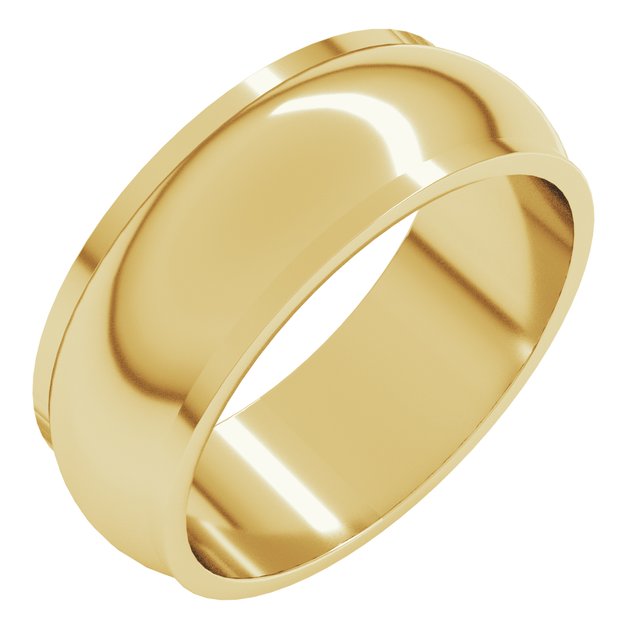 14k Yellow 7 Mm Stepped-edge Half Round Band Size 7.5