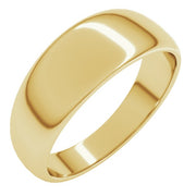 14k Yellow 7 Mm Half Round Tapered Band Size 11.5
