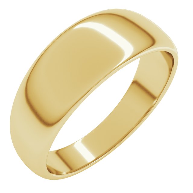 14k Yellow 7 Mm Half Round Tapered Band Size 11.5