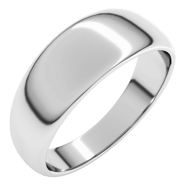 14k White 7 Mm Half Round Tapered Band Size 4
