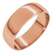 18k Rose 6 Mm Ultra-lightweight Half Round Band Size 7.5