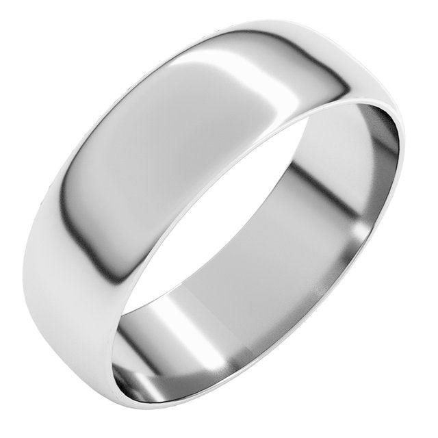 14k White 6 Mm Ultra-lightweight Half Round Band Size 8.5
