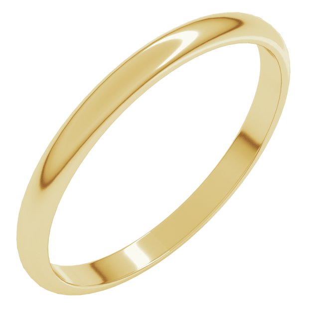 14K Yellow 2 mm Half Round Light Band Size 7.5