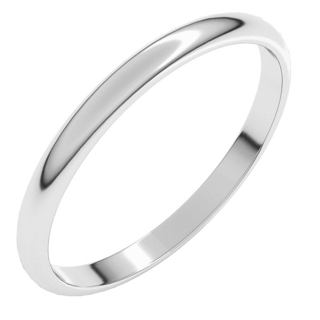 Sterling Silver 2 mm Half Round Light Band Size 10.5