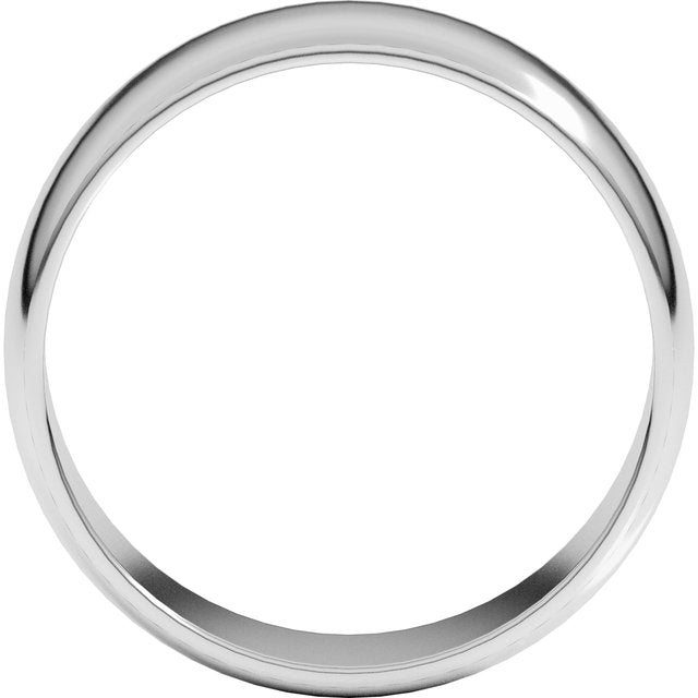 Sterling Silver 7 mm Half Round Light Band Size 9.5