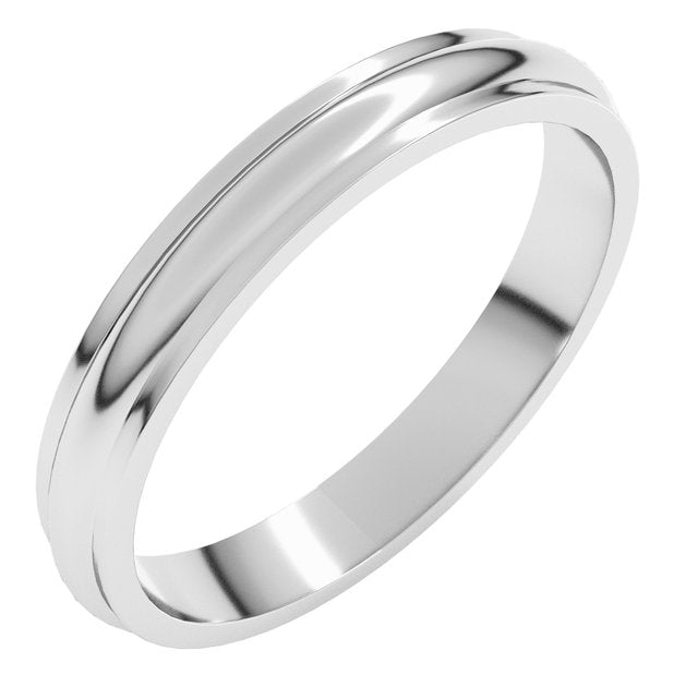 14k White 3 Mm Half Round Edge Band Size 6.5