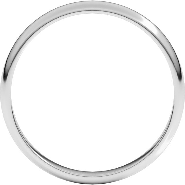 14k White 3 Mm Lightweight Half Round Band Size 7.5