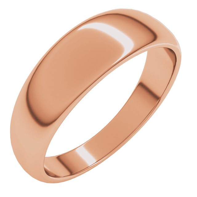 14k Rose 6 Mm Half Round Tapered Band Size 10