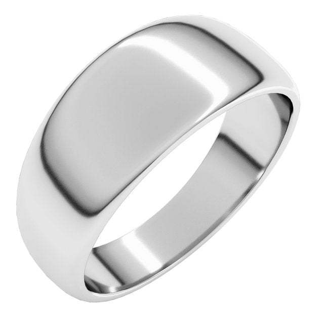 14k White 8 Mm Half Round Tapered Band Size 11.5