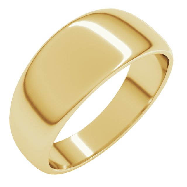 14k Yellow 8 Mm Half Round Tapered Band Size 8