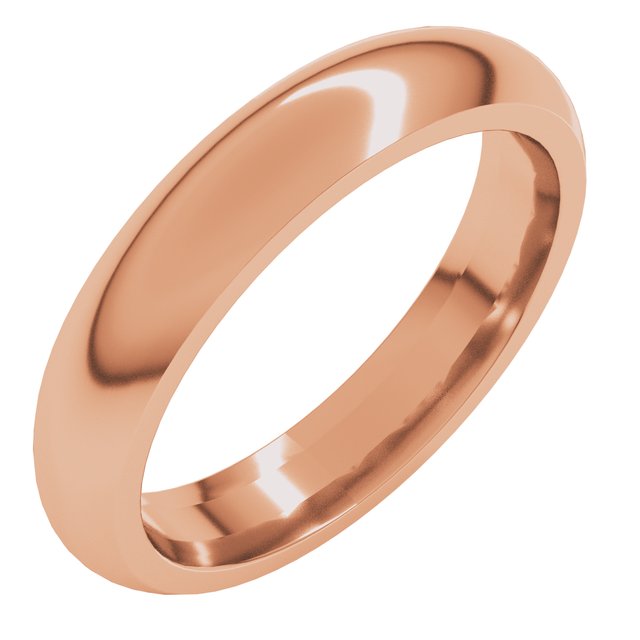 18k Rose 4 Mm Half Round Comfort Fit Band Size 7.5
