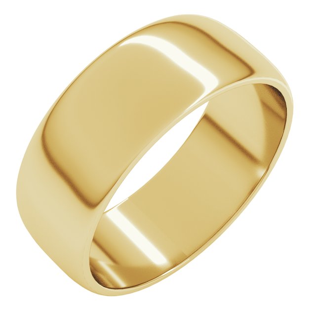 14k Yellow 7 Mm Half Round Light Band Size 8.5