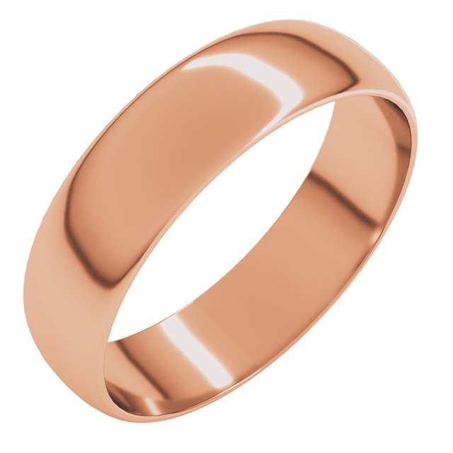 18K Rose 5 mm Half Round Ultra-Light Band Size 9