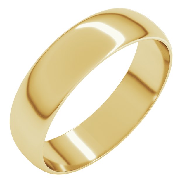 18k Yellow 5 Mm Ultra-lightweight Half Round Band Size 6.5