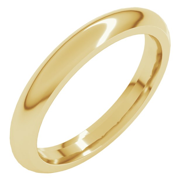 14k Yellow 3 Mm Comfort-fit Half Round Band Size 12.5