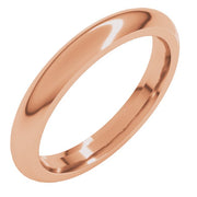 18k Rose 3 Mm Half Round Comfort Fit Band Size 8.5