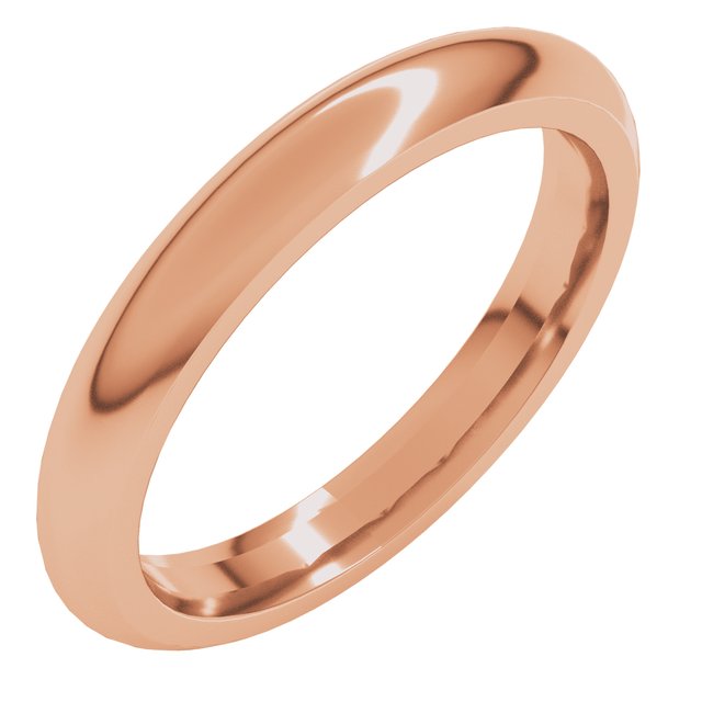 18k Rose 3 Mm Half Round Comfort Fit Band Size 8.5