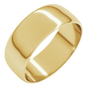 14k Yellow 7 Mm Ultra-lightweight Half Round Band Size 10.5