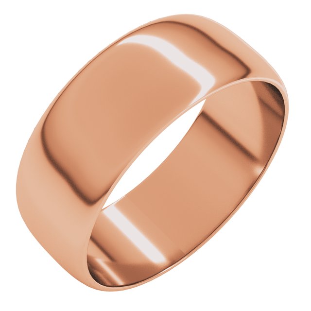 14K Rose 7 mm Half Round Ultra-Light Band Size 6.5