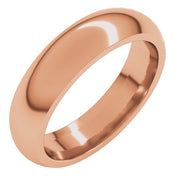 14k Rose 5 Mm Comfort-fit Half Round Band Size 11.5