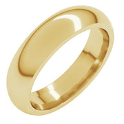 14K Yellow 5 mm Half Round Comfort Fit Band Size 9.5