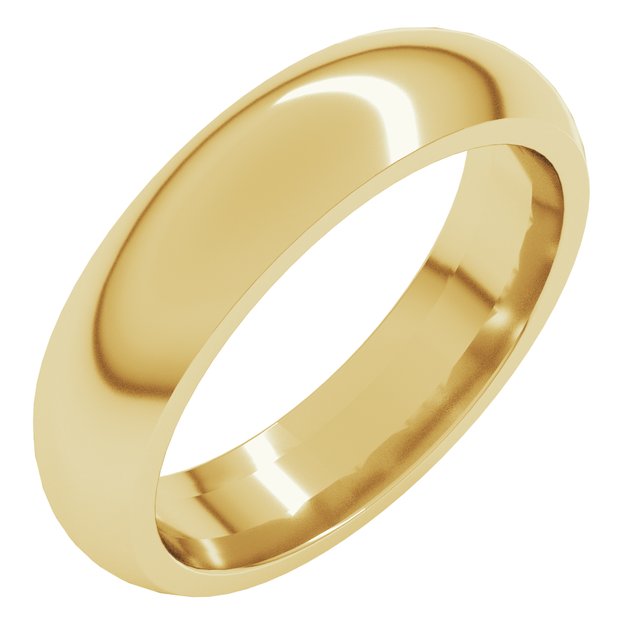 14K Yellow 5 mm Half Round Comfort Fit Band Size 13