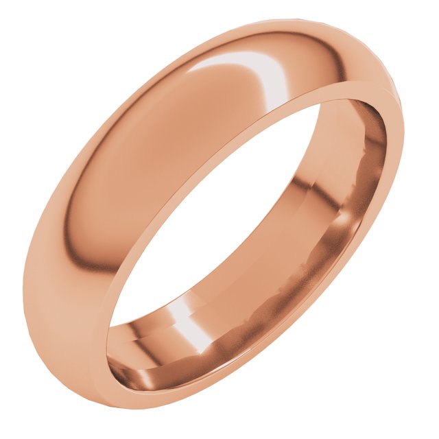 14k Rose 5 Mm Comfort-fit Half Round Band Size 6.5